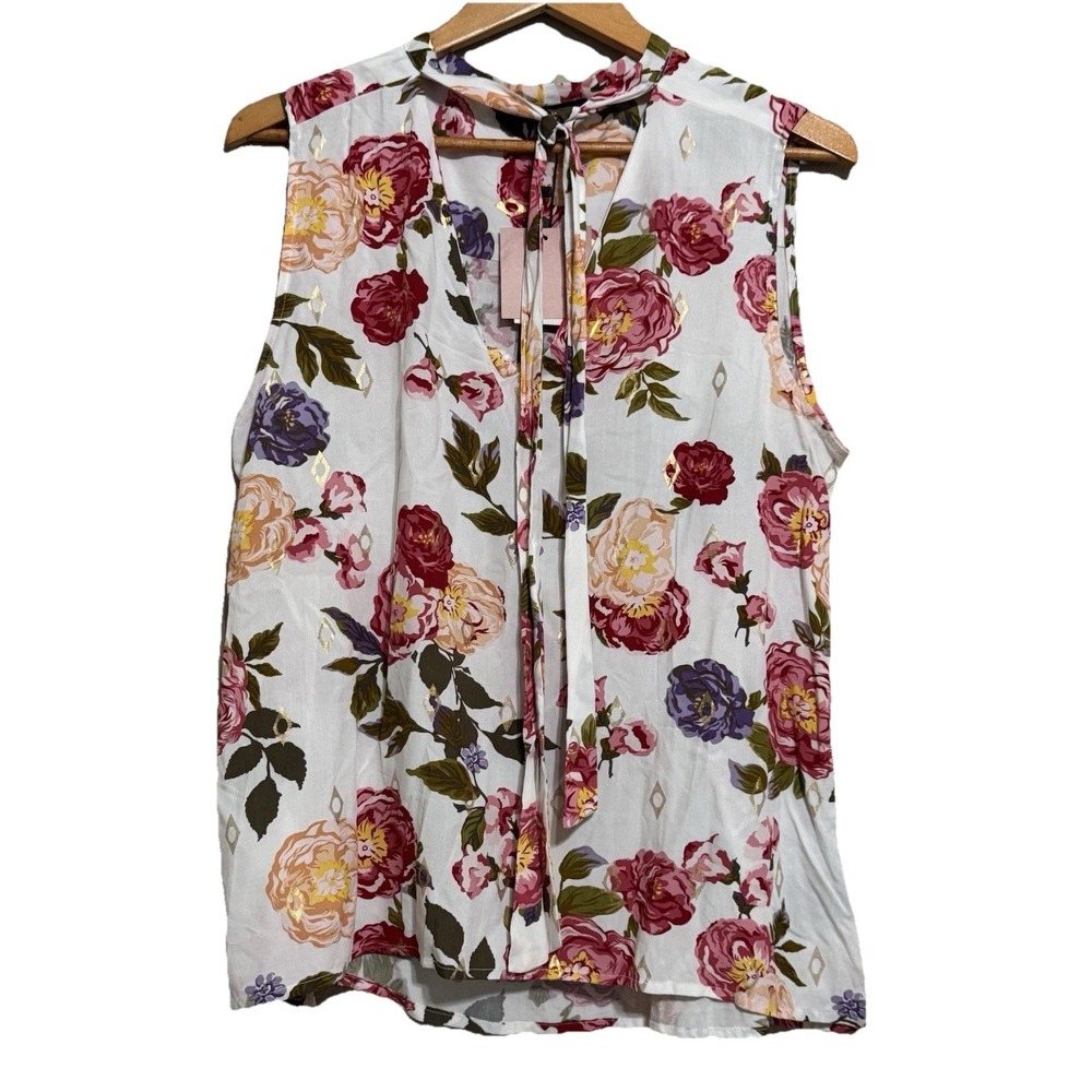 Harve Benard Women's Blouse XL Cottagecore‎ Floral Garden Party Sleeveless